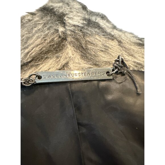 Diane Von Furstenberg Hooded Polly Animal Print and Leather Coat Size XL EUC - Picture 5 of 11